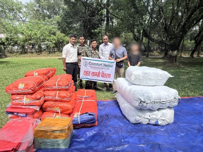 芥菜種會攜手 Comfort Nepal GIU、YCC Nepal GIU 投入尼泊爾救援，首批救援物資已送達災區。（Comfort  Nepal提供）